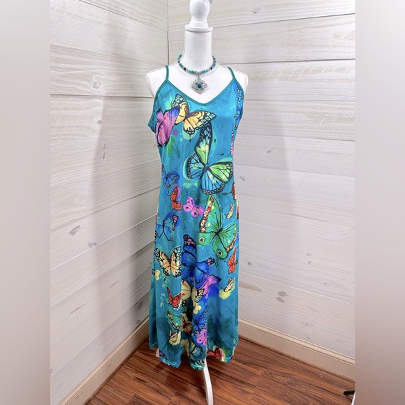 Source Unknown Dresses & Skirts - Unknown Watercolored Butterflies Maxi Dress XL FREE SHIP